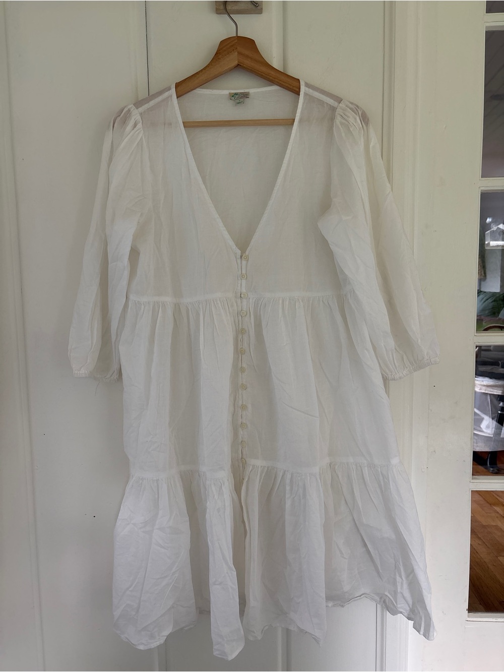 J. Crew White V-Neck Button-Tier Swim Cover Up